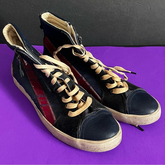 Diesel | Shoes | Diesel Dstring Plus Navy Blue Leather High Top Sneaker ...